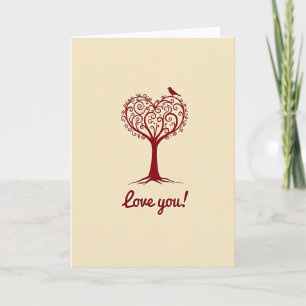 Simple Love You Heart Tree Card