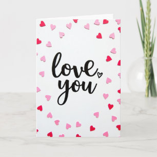 Simple Love You Paper Hearts Card