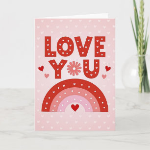 Simple Love You Rainbow Hearts Card