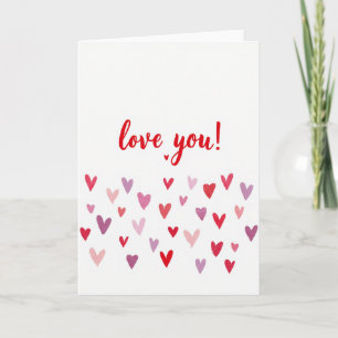 Simple Love You Watercolor Hearts Card