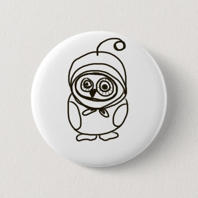 simple loveable owl 6 cm round badge (Front)