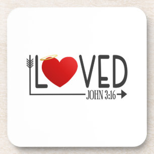 Simple Loved Bible Verse Valentine Coaster