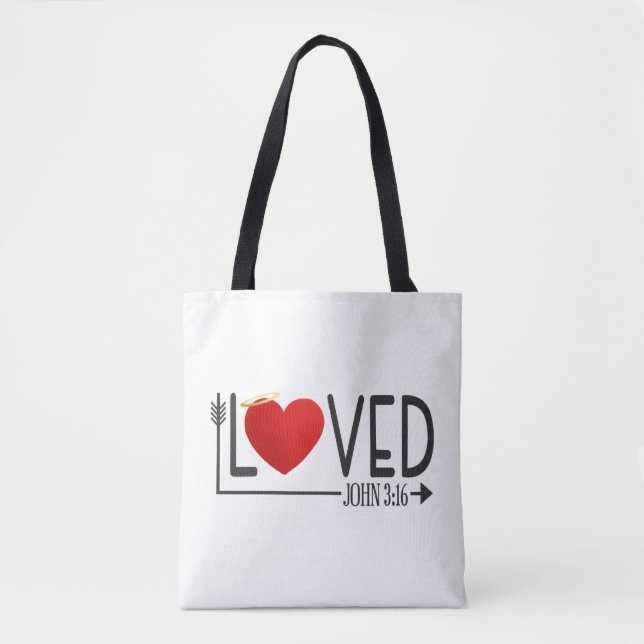 Simple Loved Bible Verse Valentine | Tote Bag (Front)