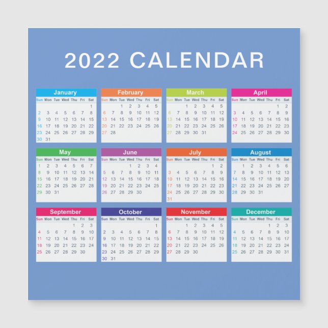Simple Lovely Colourful 2022 Calendar | (Front)