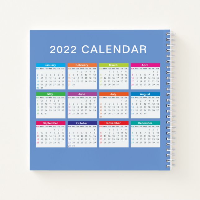Simple Lovely Colourful 2022 Calendar | Notebook (Back)