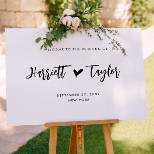 Simple Lovely Heart Script Wedding Welcome Sign