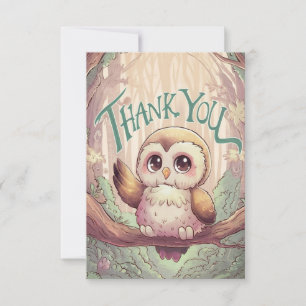Simple Lovely Owl Thank You Card