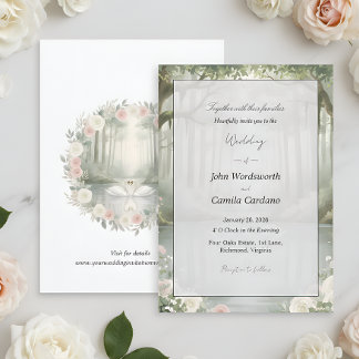 Simple Lovely Swan Couples Beautiful Wedding  Invitation
