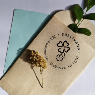 Simple Lucky Clovers Family Return Address Rubber Stamp