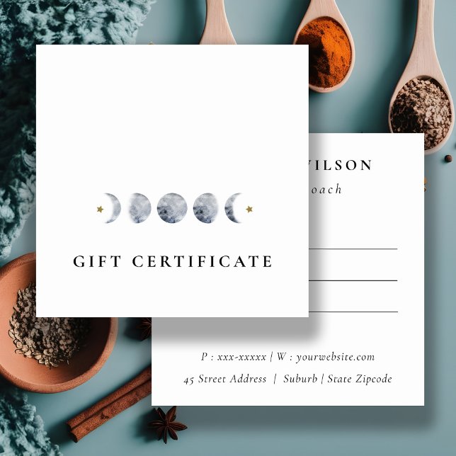 Simple Lunar Celestial Moon Phase Gift Certificate (Creator Uploaded)