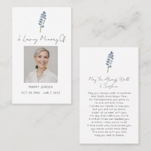Simple Lupine Photo Funeral Prayer Card