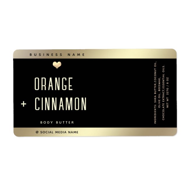 Simple lux typography black gold heart  (Front)