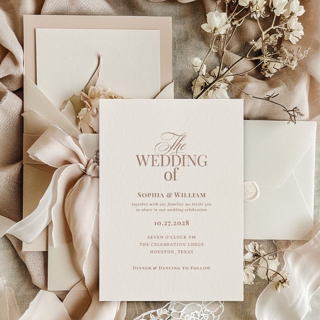 Simple Luxe Ivory and Taupe | Neutral Wedding Invitation (Creator Uploaded)