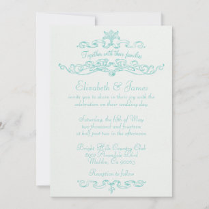 Simple Luxury Aqua Wedding Invitations
