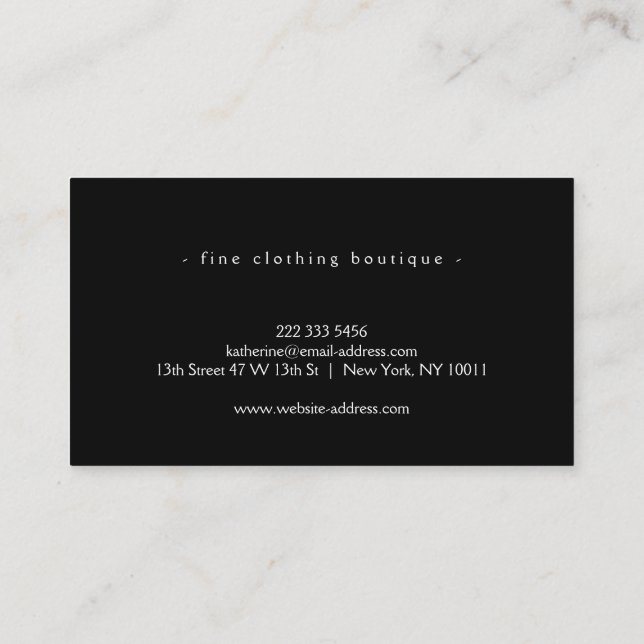 Simple Luxury Black & White Minimal Boutique Business Card (Back)
