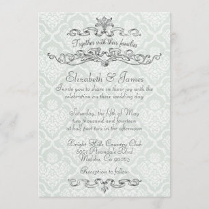 Simple Luxury Damask Wedding Invitations