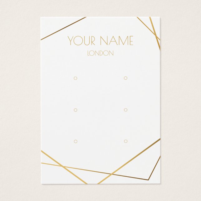 Simple luxury gold geometric earring display card (Front)