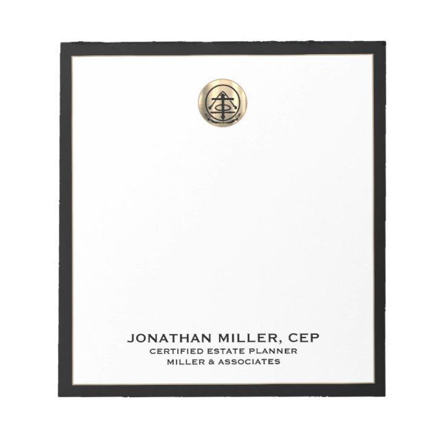 Simple Luxury Gold Logo Seal Notepad (Front)