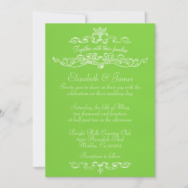 Simple Luxury Lime Wedding Invitations (Front)