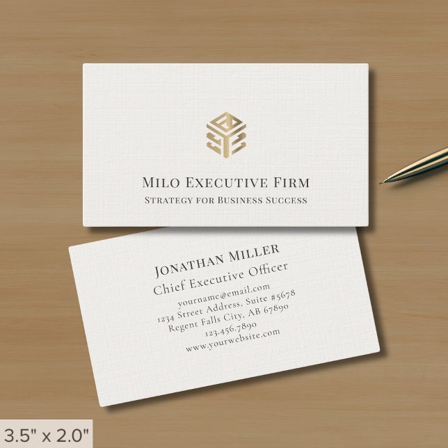 Simple Luxury Logo Premium Linen Business Card (Creator Uploaded)