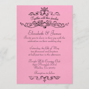 Simple Luxury Pink And Black Wedding Invitations