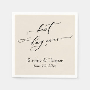 Simple Luxury Script Font Best Day Ever Cream Napkin