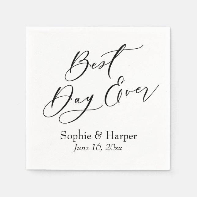 Simple Luxury Script Font Best Day Ever Napkin (Front)