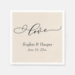 Simple Luxury Script Font Love Typography Cream Napkin