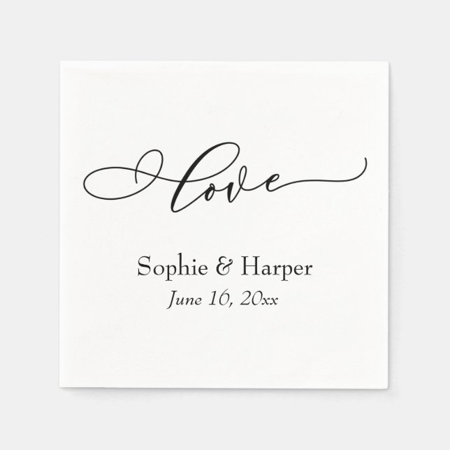 Simple Luxury Script Font Love Typography Napkin (Front)