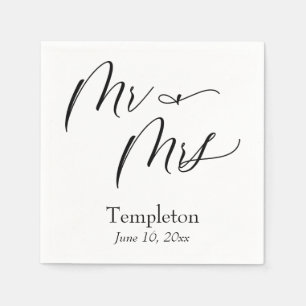 Simple Luxury Script Font Mr & Mrs Napkin