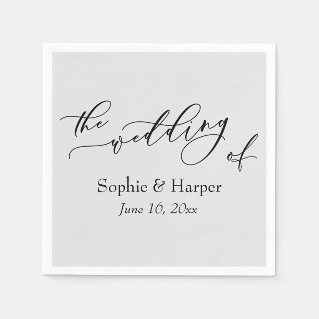 Simple Luxury Script Font The Wedding Of Grey Napkin (Front)