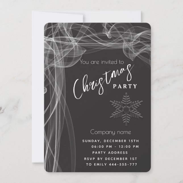 Simple luxury wavy snowflake corporate Christmas Invitation (Front)