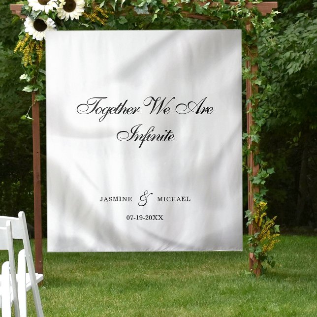 Simple Luxury White Texture Wedding Quote Backdrop Tapestry (Creator Uploaded)