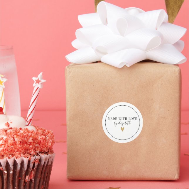 Simple Made With Love Classic Round Sticker (Party)