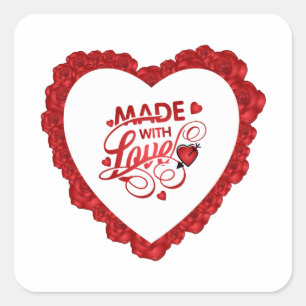 Simple Made With Love Quote Valentine Sticker