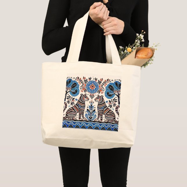 simple madhubani painting large tote bag (Front (Product))