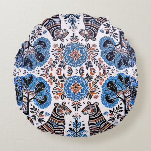 simple madhubani painting round cushion