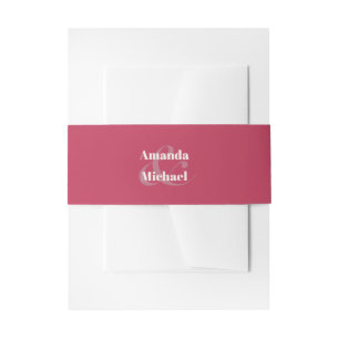 Simple Magenta Minimalist Bride and Groom Invitation Belly Band