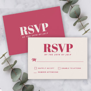 Simple Magenta Modern Minimalist Wedding RSVP Card