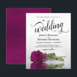 Simple Magenta Rose BUDGET Wedding Invitation<br><div class="desc">This simple yet beautiful budget wedding invitation features an elegant design with a single long stemmed cassis purple,  magenta,  or berry coloured rose and elegant script calligraphy. With a low affordable price,  this invite is the perfect solution for elegance and grace without breaking the bank.</div>