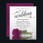 Simple Magenta Rose BUDGET Wedding Invitation<br><div class="desc">This simple yet beautiful budget wedding invitation features an elegant design with a single long stemmed cassis purple,  magenta,  or berry coloured rose and elegant script calligraphy. With a low affordable price,  this invite is the perfect solution for elegance and grace without breaking the bank.</div>