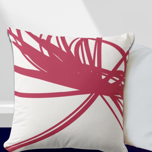 Simple Magenta White Minimalist Abstract Cushion (Creator Uploaded)
