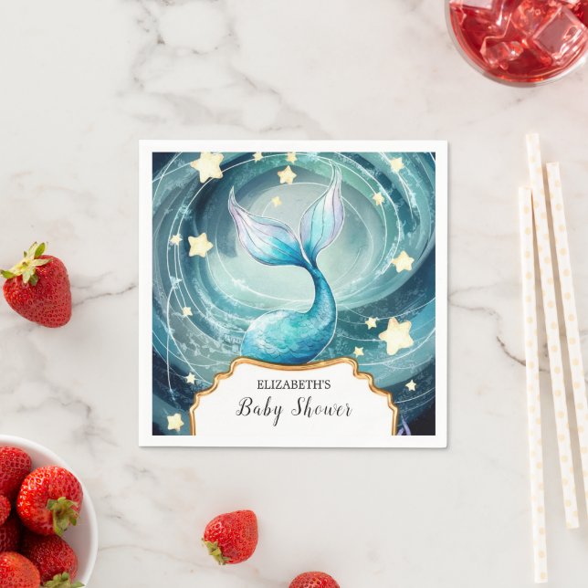 Simple Magical Mermaid Baby Shower Napkin (Insitu)