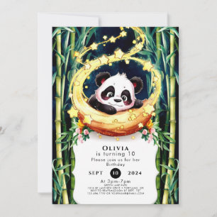 Simple Magical Watercolor Panda Birthday Invitation