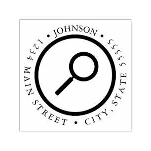 Simple Magnifying Glass Detective Return Label Self-inking Stamp