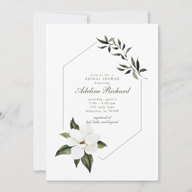 Simple Magnolia Bridal Shower Invitation (Front)
