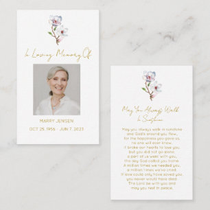 Simple Magnolia Photo Funeral Prayer Card