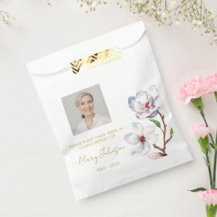 Simple Magnolia Photo Funeral Seed Favour Bag