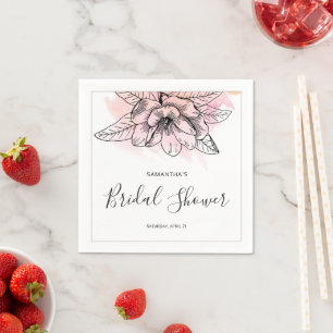 Simple Magnolia Pink Watercolor Bridal Shower Napkin