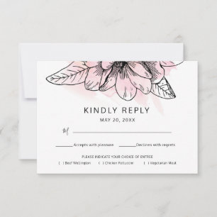 Simple Magnolia Pink Watercolor Meal Choice RSVP Card